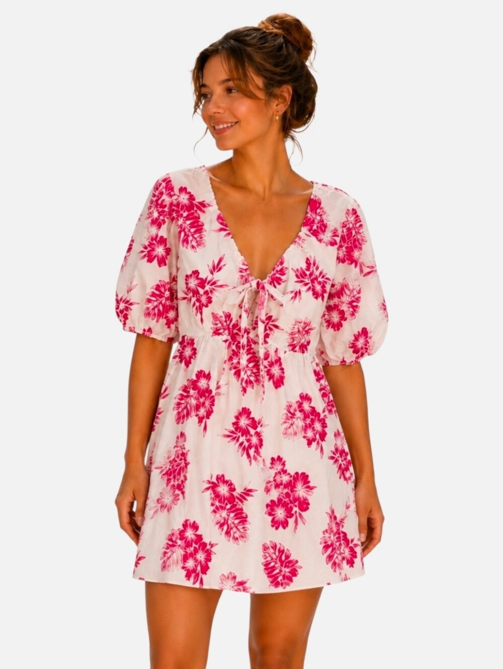 23. Sim & Sam Floral Cotton Mini Dress Size Small NWOT